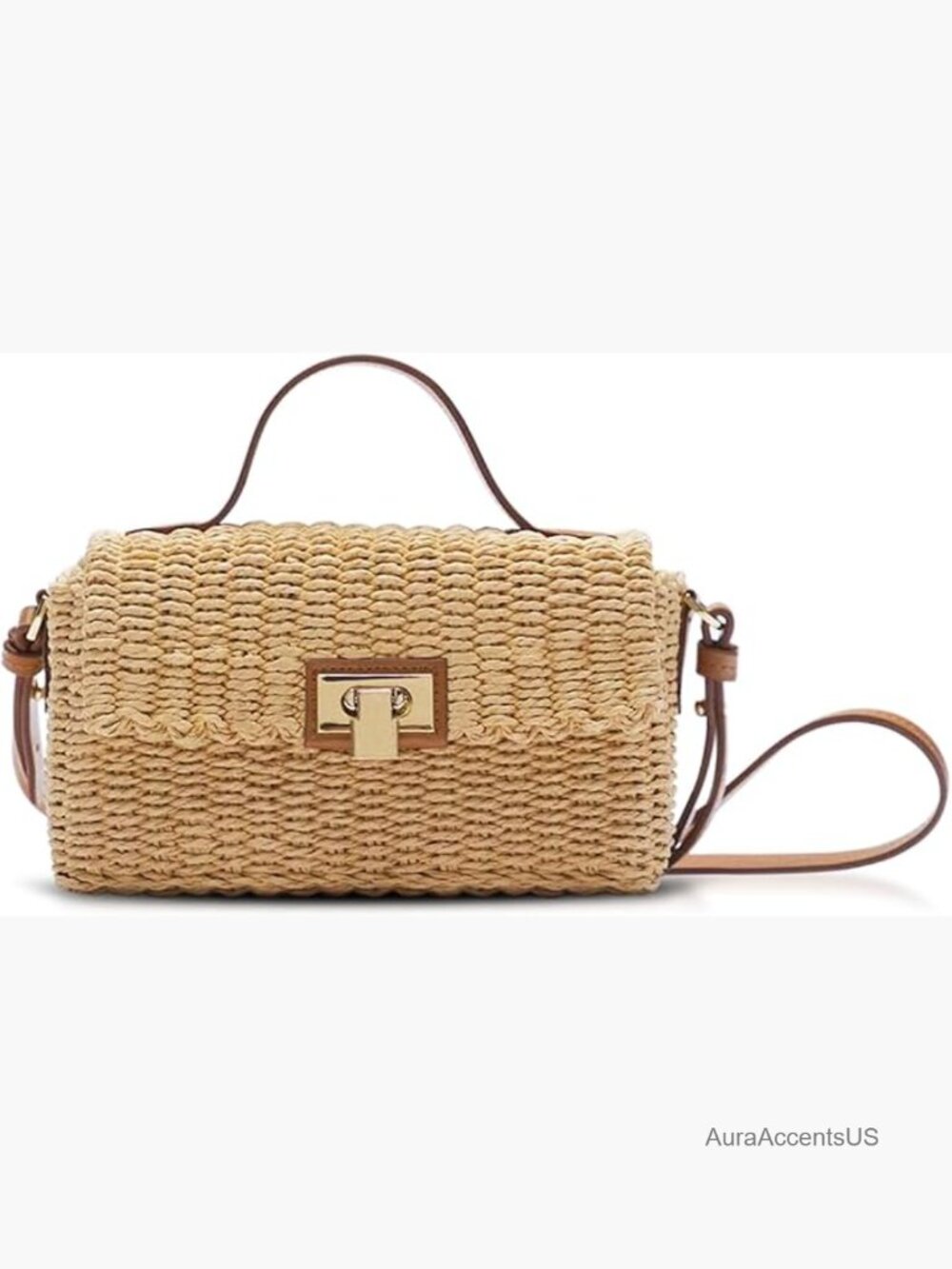 Square Straw Hand-Woven Crossbody Tote for Women Vacation - Picture 1 of 7